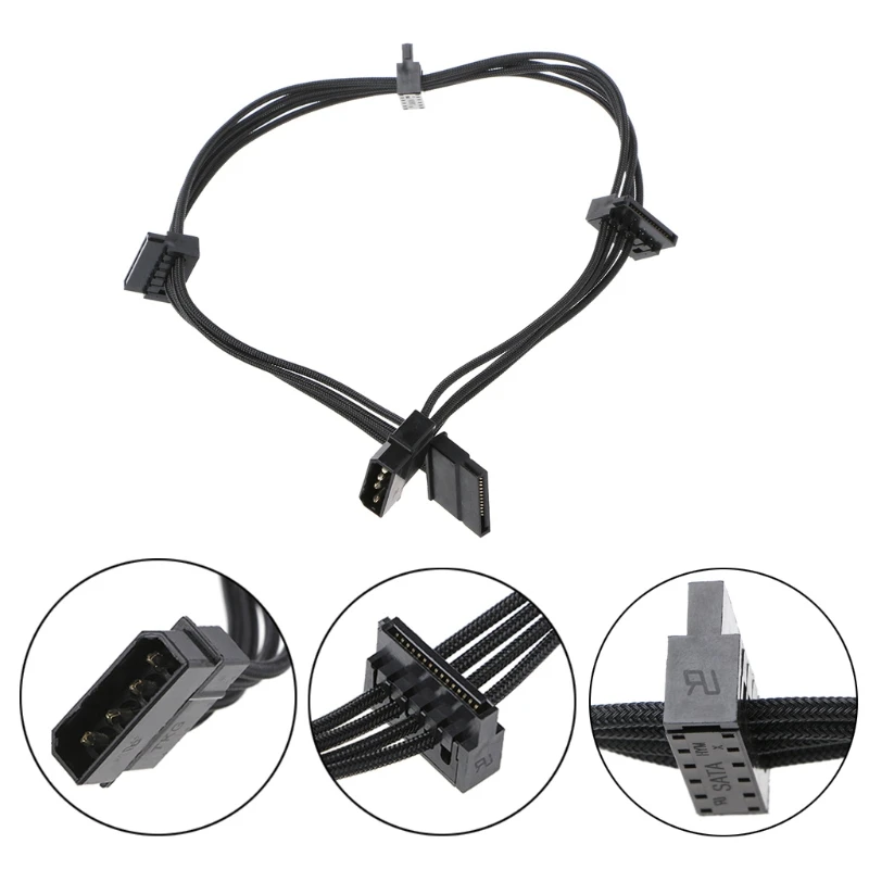 1 шт. ПК ATX 4Pin 4P IDE Molex до 4 sata, серийный выпуск ATA Кабель питания Шнур 18AWG провода