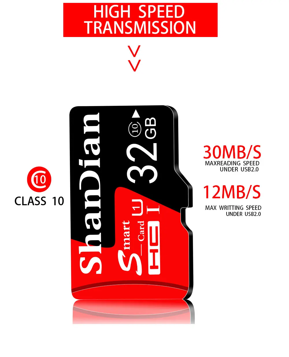 SHANDIAN Micro SD карта памяти 16 ГБ 32 ГБ 64 ГБ 8 ГБ MicroSD Max 80 м/с TF карта памяти