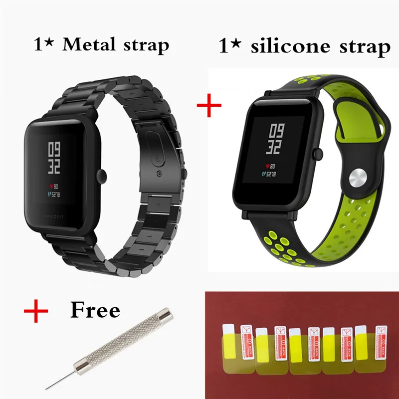 black 1 20 мм Металлический Стальной ремешок для Huami Amazfit Bip Lite samsung Galaxy watch Ременная Передача S2 S4 band Garmin Vivoactive 3 band - Цвет: black 1