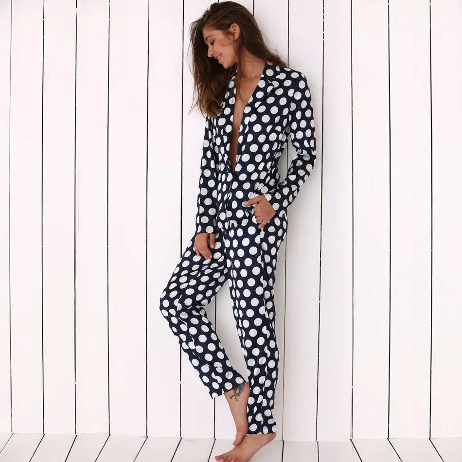 Осенне весенний женский пижамный комплект пижама с длинным рукавом одежда для