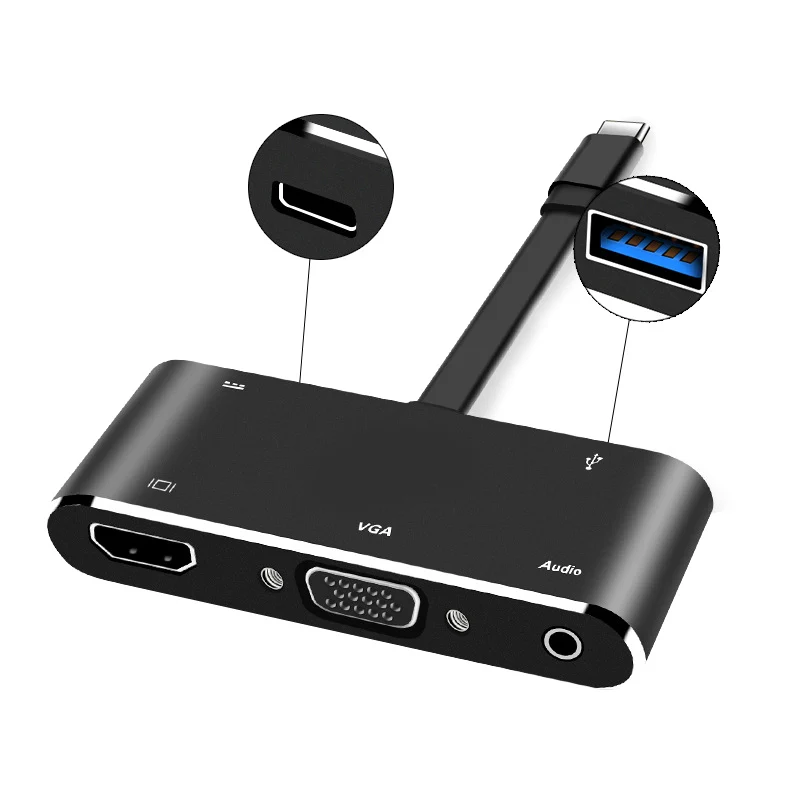 USB C к HDMI адаптер 4K Type HDMI/VGA/аудио/USB 3 0 порт + конвертер новое