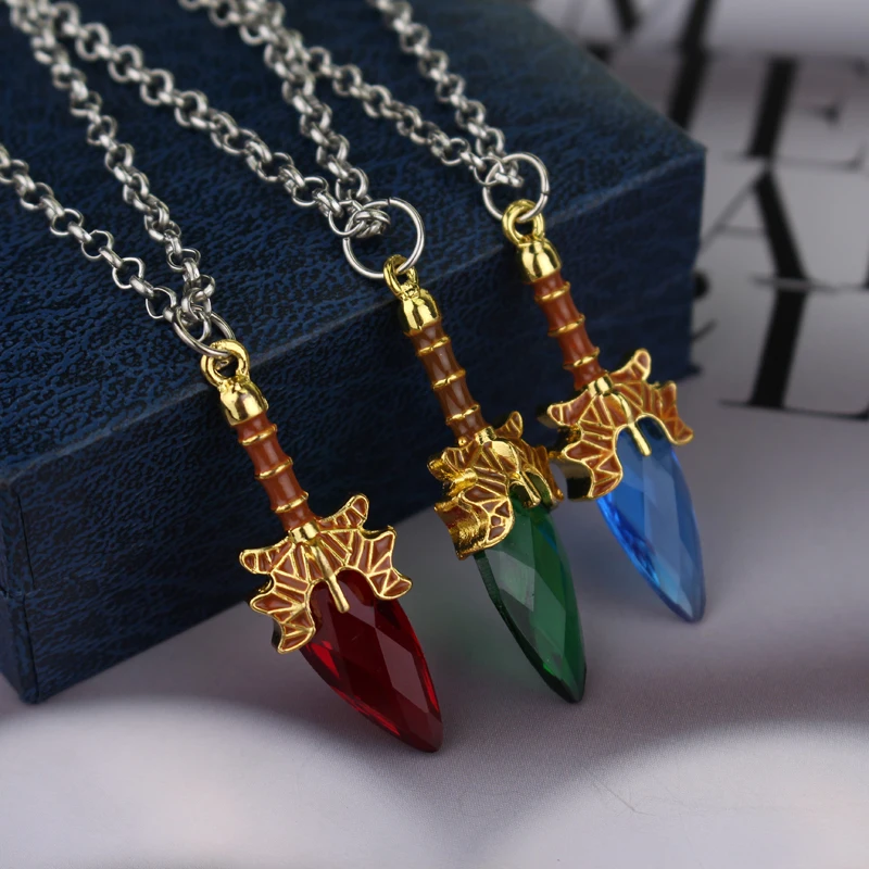 

MQCHUN Dota 2 Necklace Aghanim's Scepter Necklace Blue Red Green Scepter stone Pendant For Dota 2 Fans Gifts