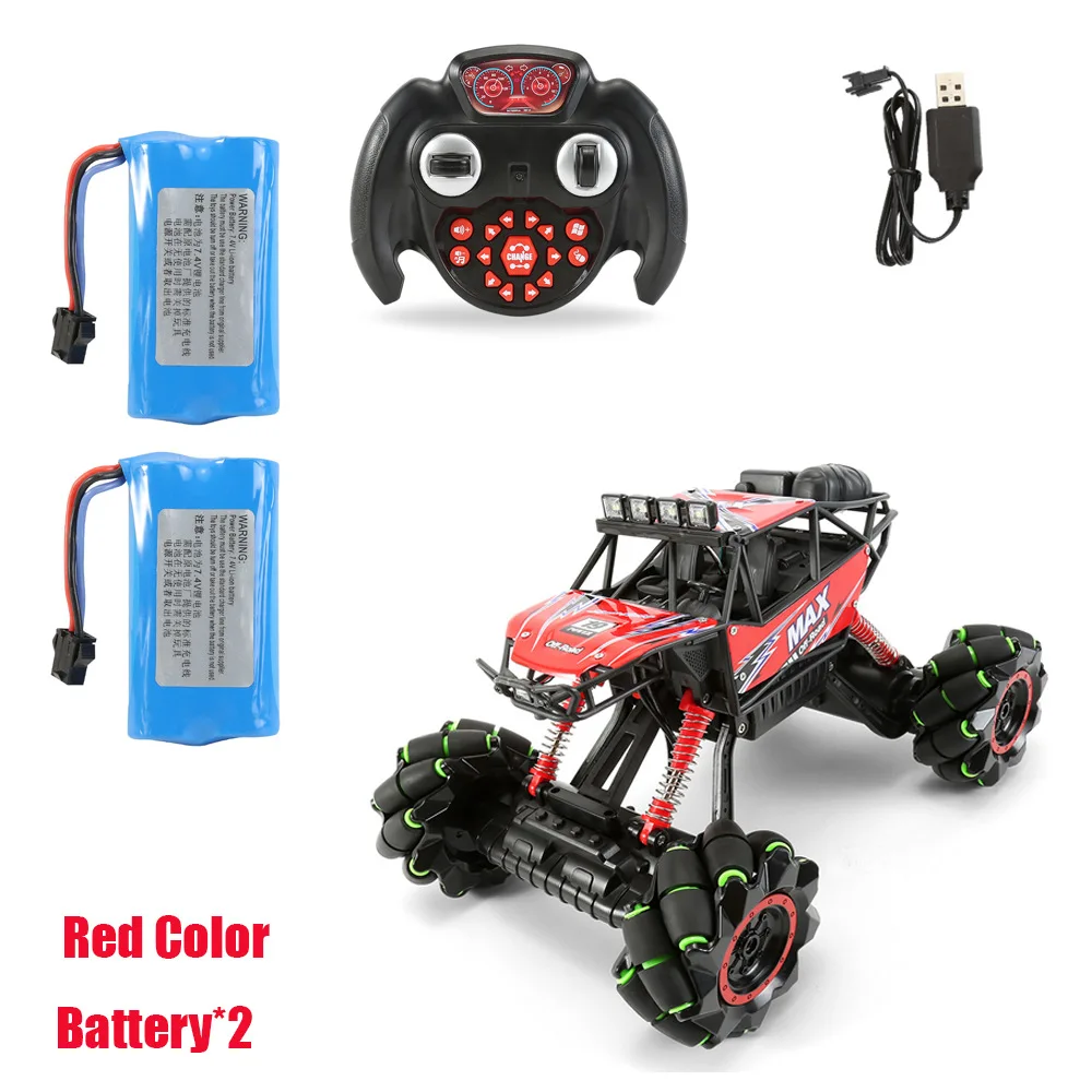 red 2 battery 2,4G 4WD автомобиль с дистанционным управлением 360 трюк RC грузовик 35 минут игры RC Дрифт автомобиль голова светодиодный свет крутой танец - Цвет: red 2 battery