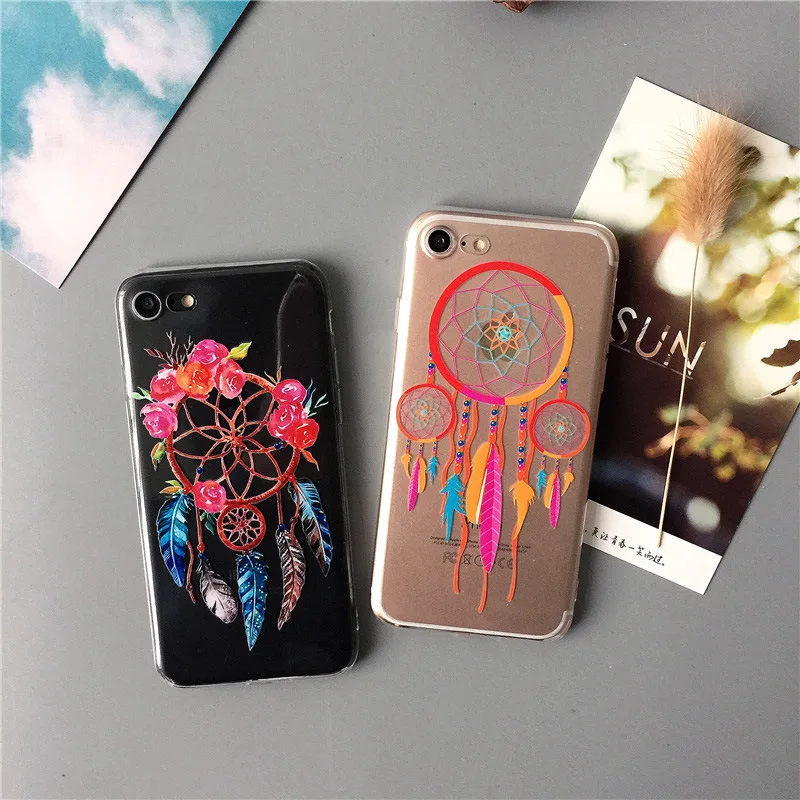 Цветные Чехлы Ловец снов для Iphone 7 6plus 8 Plus 6 яркие цвета Женский мягкий чехол 6s 5 5S Se