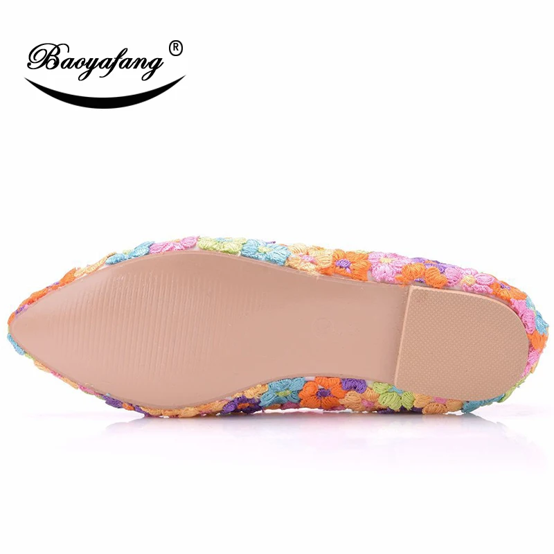 Bao Ya Fang Women's Bride's color wedding shoes Bridesmaid Dresses Flat-soled Shoes Fashion lace shoes Sweet Banquet Shoes