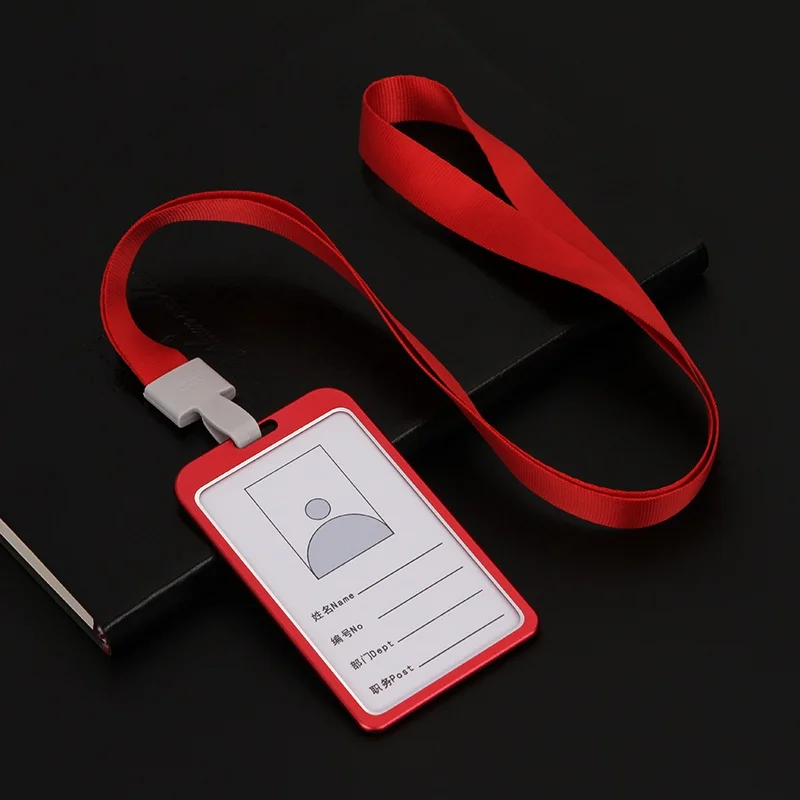red 1 1 шт. Высокое качество алюминиевый сплав держатель для карт имя работника ID карта Обложка металлический рабочий сертификат удостоверение личности значок ID Бизнес чехол - Цвет: red 1