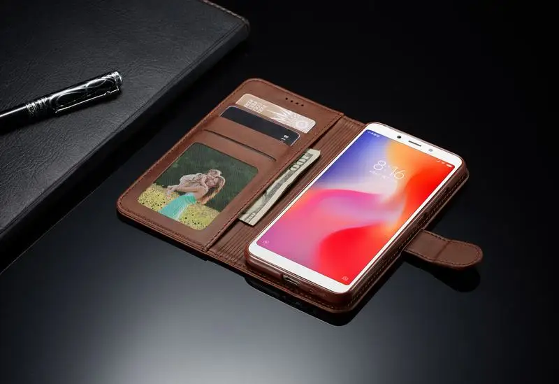 Кожаный флип-чехол для Xiaomi Redmi 6 6A, чехол s, Магнитный кошелек, слот для карт, чехлы для телефонов, для Xiaomi Redmi 6 Pro, чехол Redmi6, Обложка для книги
