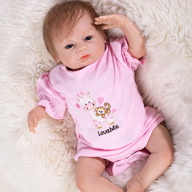 46 см reborn силиконовые детские куклы розовая одежда настоящий вид bebe живая кукла