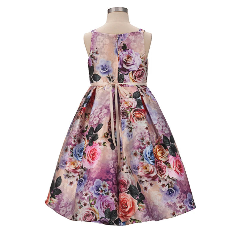 Yatheen Little Girls 2-6x Floral-Print Beading Hi-Low Dress Father Daughter Dancing Party Dresses | Детская одежда и обувь