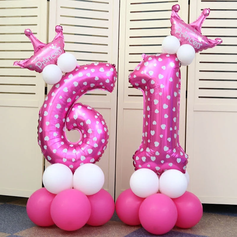 30 дюймов номер 61 фольгированные воздушные шары украшения для вечеринки на день