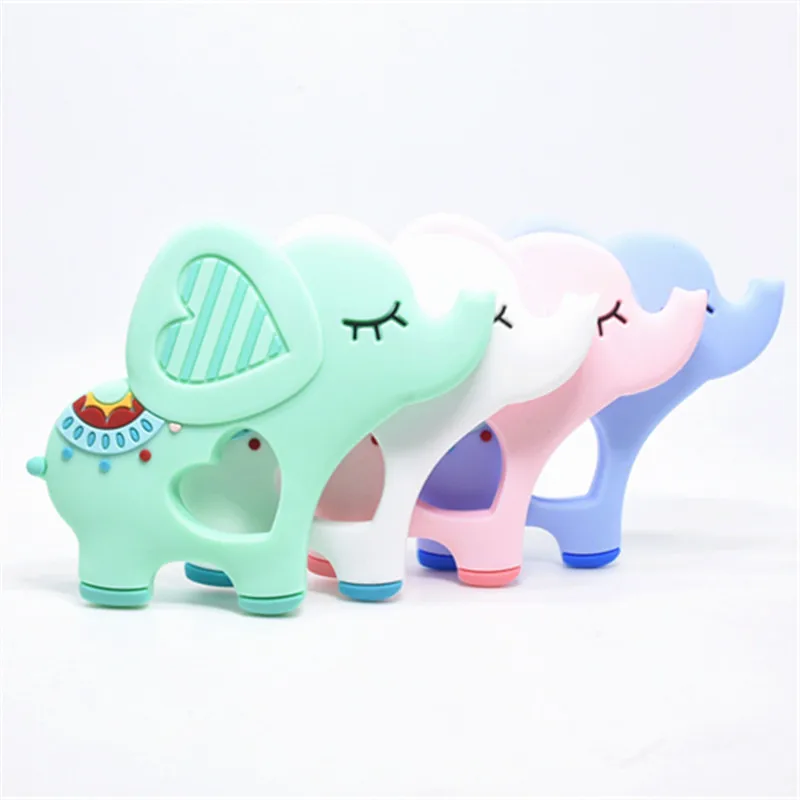 Mordedor de silicona con forma de elefante para beb&eacute;, collar de dentici&oacute;n sin BPA, accesorios de grado alimenticio, juguete de dentici&oacute;n, 1 ud.-2