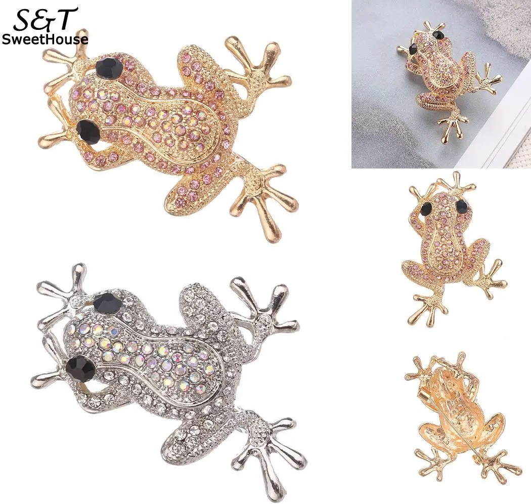 Одежда мода горный хрусталь форма милой лягушки брошь женские аксессуары |