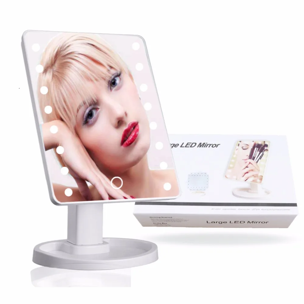 

16LED Led Makeup Mirror Lighted Tabletop Lamp Touch Screen Portable 5X 10X Magnification Vanity Cosmetic Tool 360 Rotated JQ