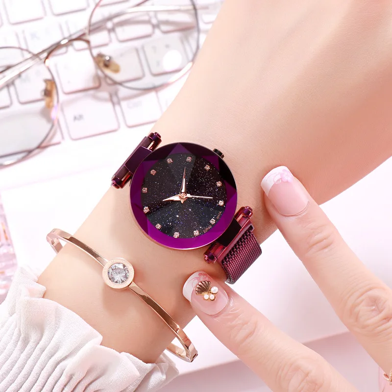

Luxury Women Watches Magnetic Starry Sky Ladies Clock Quartz Wristwatch Fashion women Wrist Watch relogio