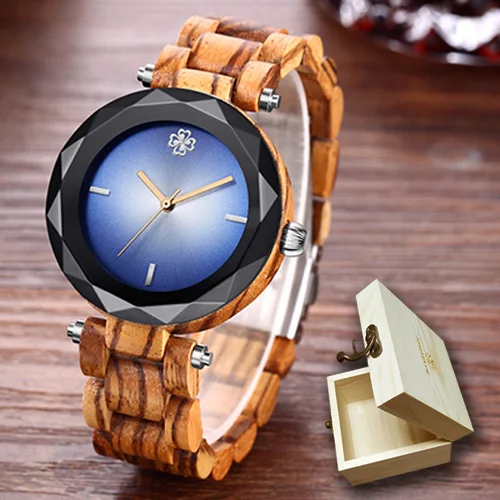 zebra watch with box Современный Синий Розовый женственный Женева маленькое дерево для женщин Роскошные модные часы кварцевые браслеты наручные часы геометрический дамы часы - Цвет: zebra watch with box