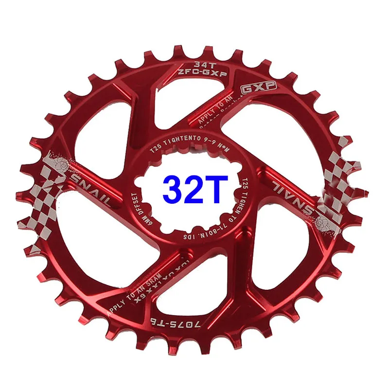 Round-Red-32T Улитка 7075 MTB велосипедная система 34 T кольцо цепи велосипеда Fit SRAM gxp XX1 X9 XO X01 BB30 цепное кольцо цепное колесо 30 T/32 T/34 T - Цвет: Round-Red-32T