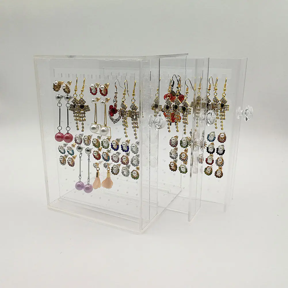 

Acrylic Jewelry Box Transparent Earring Display Necklace/Bracelet Holder Storage Cabinet 3 Drawer 192-Holes