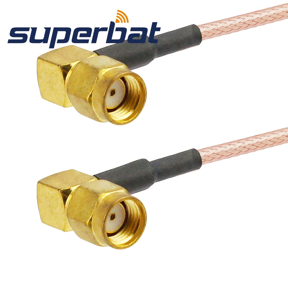 Superbat WIFI Antenna Extension Cable RP-SMA Male to RP-SMA Plug Right Angle Pigtail Cable RG316 15cm