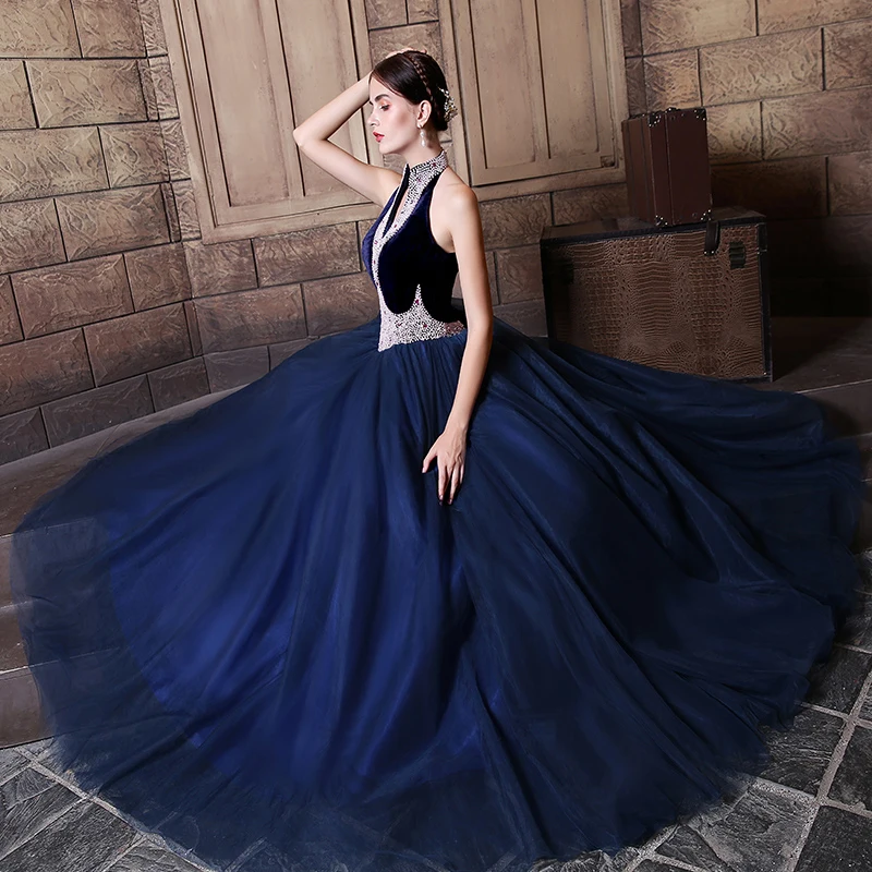 Darlingoddess Королевский синий Quinceanera платья с длинным рукавом аппликации кружева