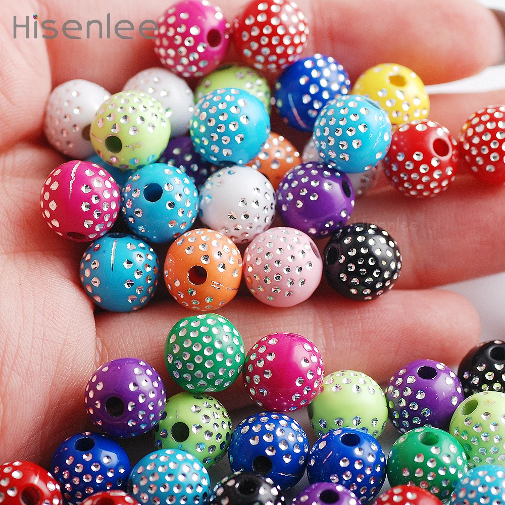 Hisenlee Very cool 10mm/100 pcs Bright Shiny Round Acrylic Rhinestones Charms Bead Girl / boy Ornamental beads DIY /gift | Украшения и