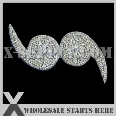 

(30pcs/lot) Bridal Rhinestone Applique Iron On Beaded Patch for Custom Wedding Dress Decoration, X1-RAT2178