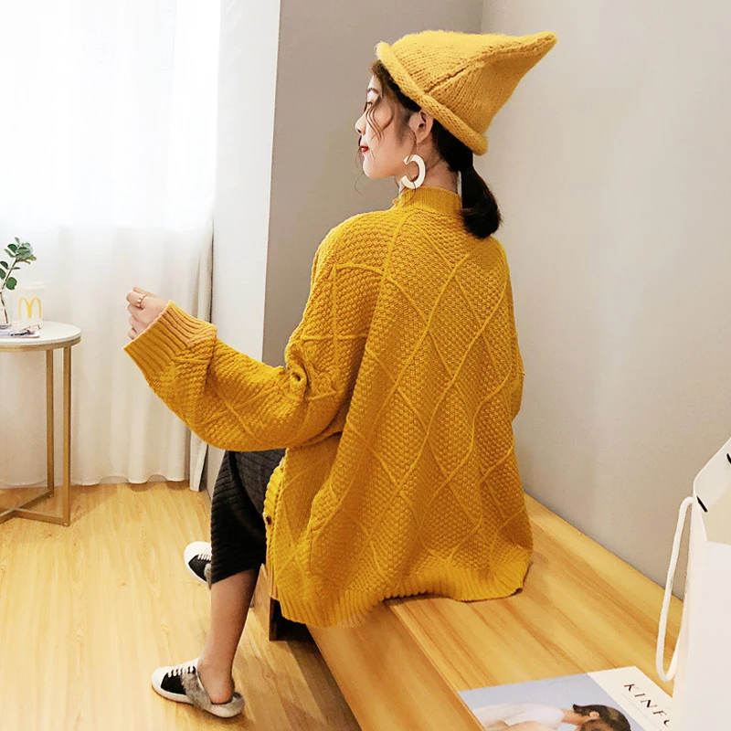 Fitaylor Autumn Winter Women Knitted Sweater Cardigan Coat Casual Loose Single Breasted V Neck Long Sleeve Female Coats |