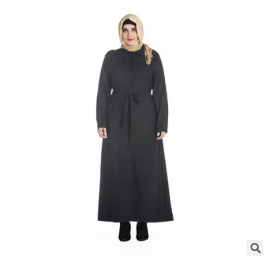 Женское платье с длинным рукавом Abaya черное мусульманское модель HJ439 большого