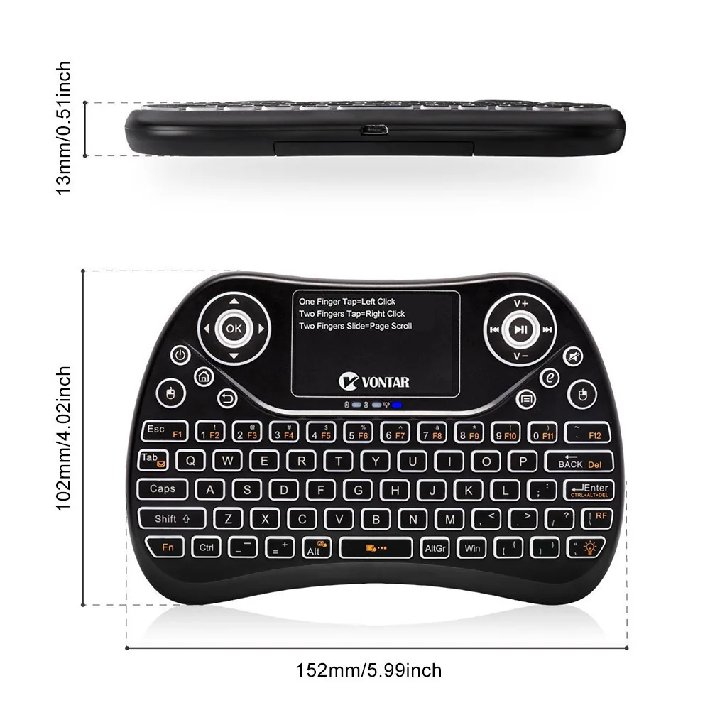VONTAR TX2 Plus Air Fly mouse английско-русская Беспроводная мини-клавиатура с подсветкой с тачпадом для Android tv BOX X96mini X96 HTPC