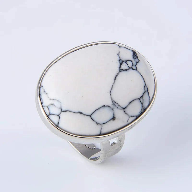 Howlite Кольцо на палец с натуральным камнем рейки для мужчин и женщин, розовое овальное кольцо с кварцевым тигровым глазом, лазурит, черный обсидиан, вечерние ювелирные изделия - Цвет основного камня: Howlite