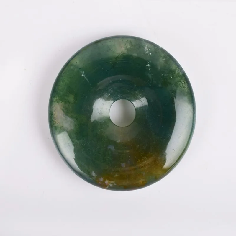 diameter 3.5 cm 35 мм Моховой Агат подвеска-пончик Натуральный Камень Подвески чакры свадебные подарки кристалл Кварцевый Целительный рейки Шарм ювелирных изделий - Цвет: diameter 3.5 cm