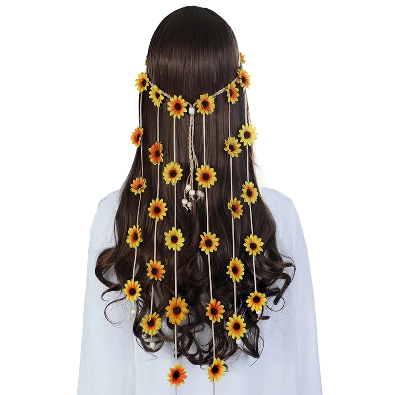 Праздничные повязки на голову с подсолнечником повязка в стиле бохо