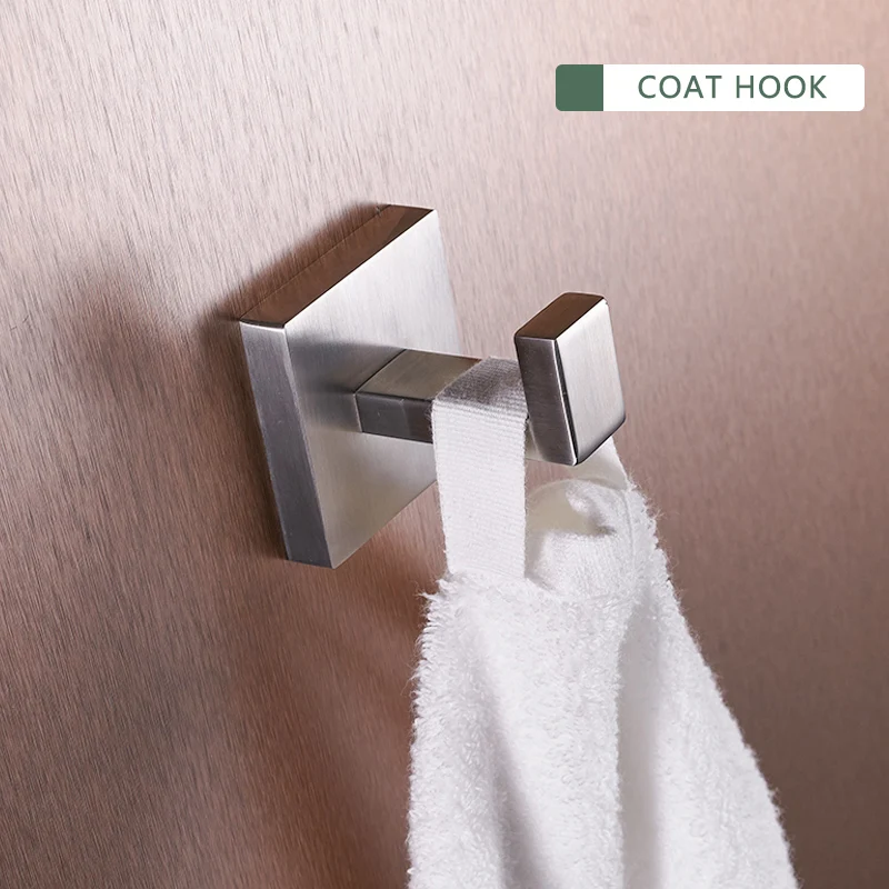 Coat hook Аксессуары для ванной из нержавеющей стали 304, аксессуары для ванной комнаты: вешалка для полотенец, держатель для бумаги, настенная вешалка с крючками - Цвет: Coat hook