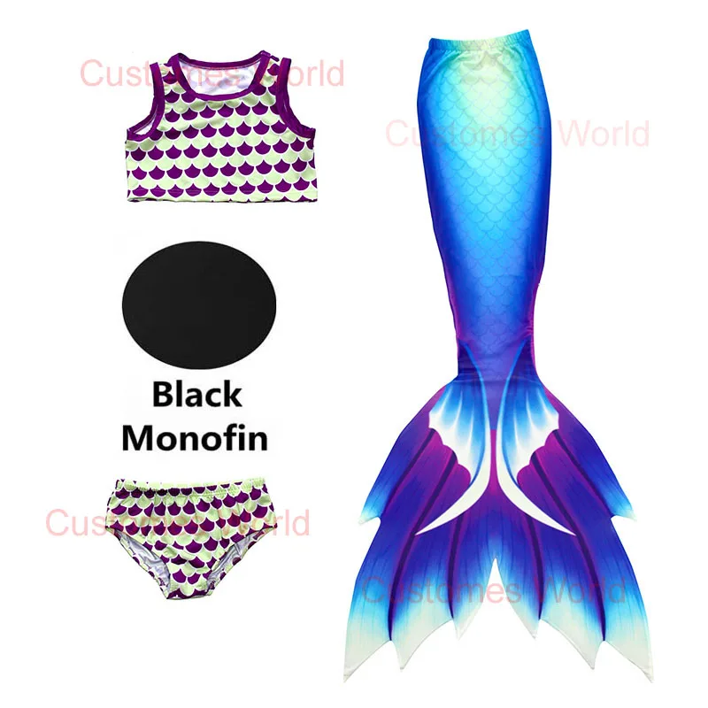 Плавающий хвост маленькой русалки для девочек Детский костюм Русалочки