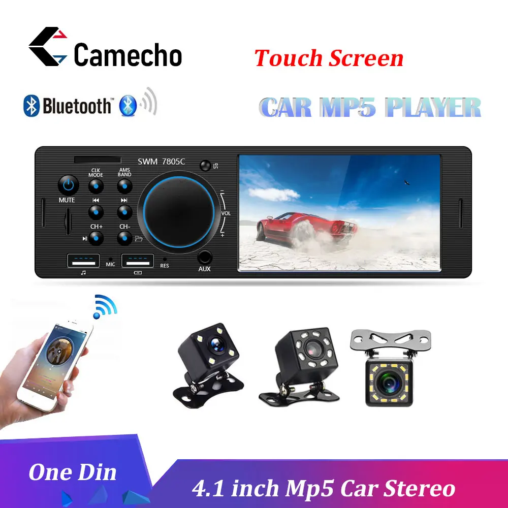 Camecho Авторадио 1 Din Bluetooth автомобильное радио FM MP3 MP5 мультимедийный плеер 12 В Авто Аудио 4," дюймовый автомобильный стерео USB пульт дистанционного управления