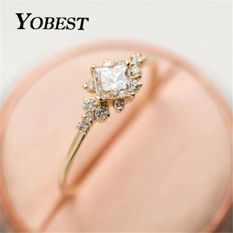 Милые золотистые кольца YOBEST для женщин романтические свадебные розовые