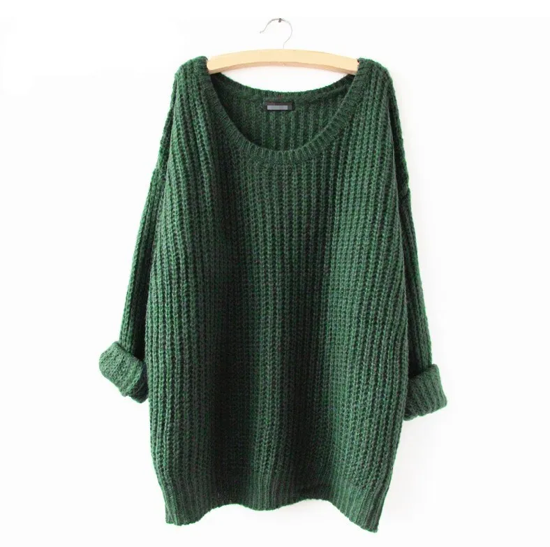 Autumn Fashion Women Solid Loose Pullovers Sweaters Long Casual O-Neck Candy Color Knitted Tops Oversized Sweater | Женская одежда