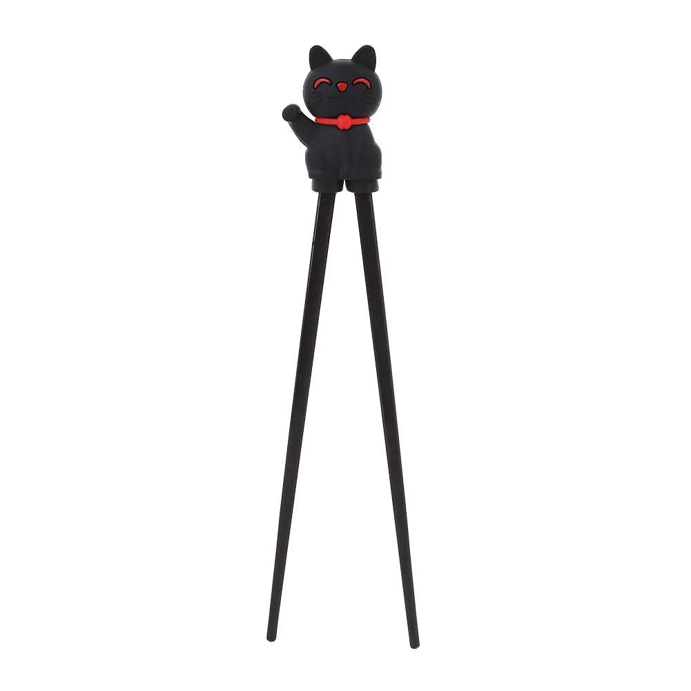 Black Chopsticks Reusable Dishwasher Safe Cat Tool Chopsticks Learning for Kids Training 1 Pair Helper Food Eating Fun - Цвет: Black