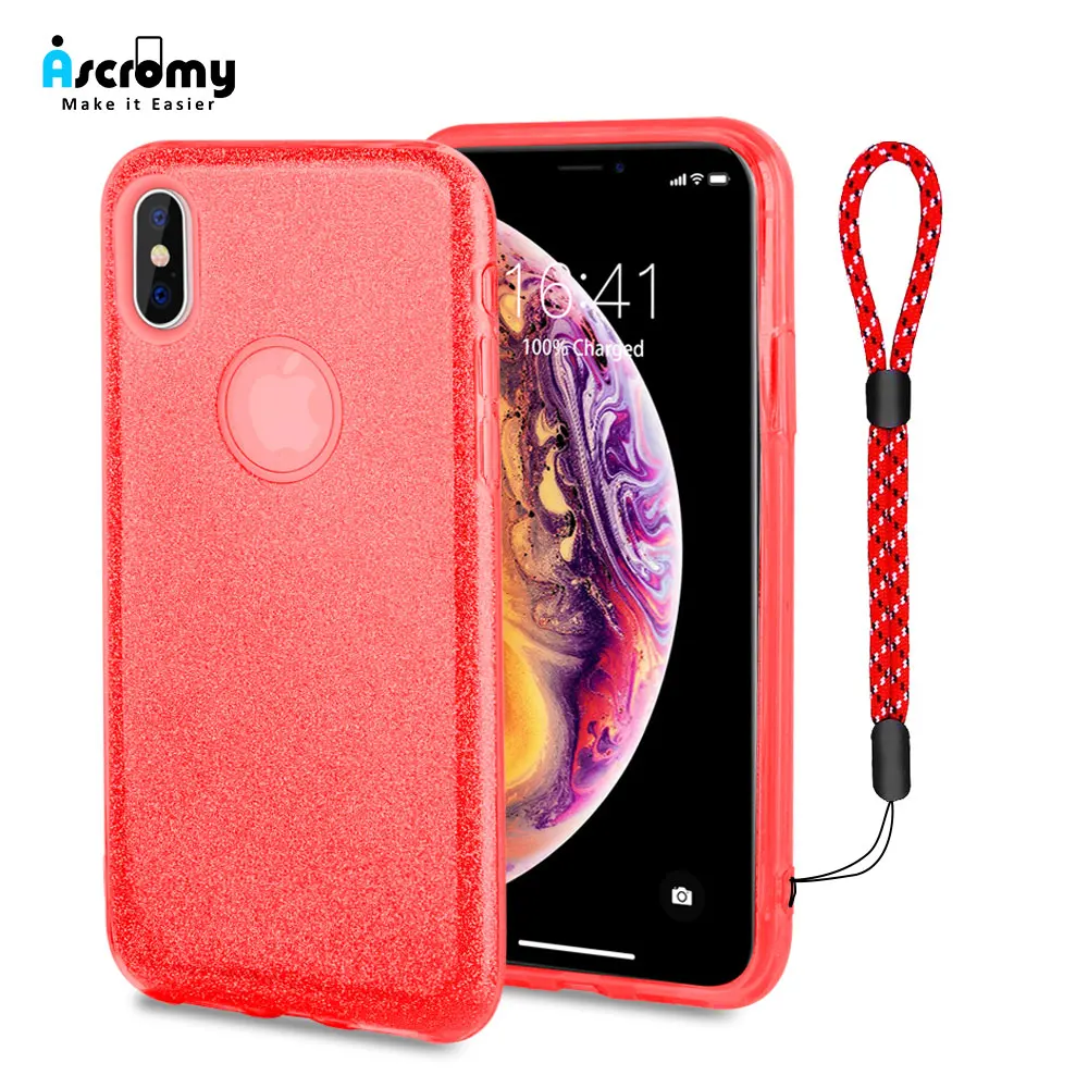 Чехол Ascromy для iPhone XS Max блестящий Блестящий чехол ремешок XR X 8 Plus 7 6 S роскошные