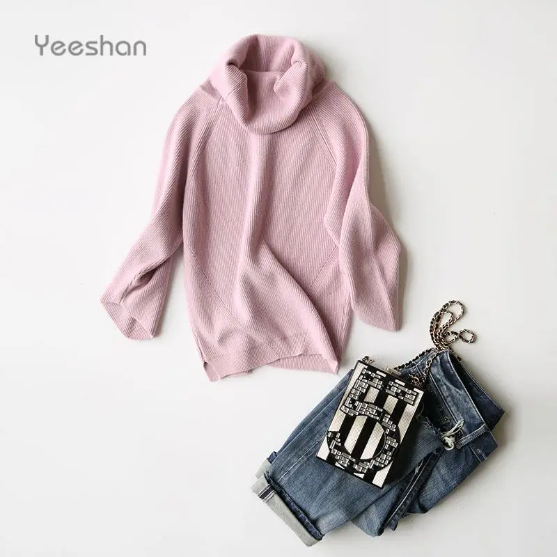 Yeeshan 90s Stand Collar Sweater Undershirt Woolen Knit Vintage Sweaters Women's and Pullovers Brand Autumn Coats | Женская одежда