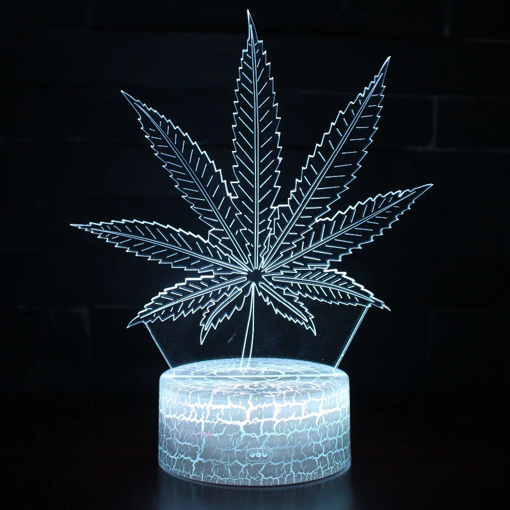 Кленовый лист LED 3D Иллюзия визуальный ночник Творческий Спальня украшение стола свет Новинка Цвет Сменные лампы подарок сувенир