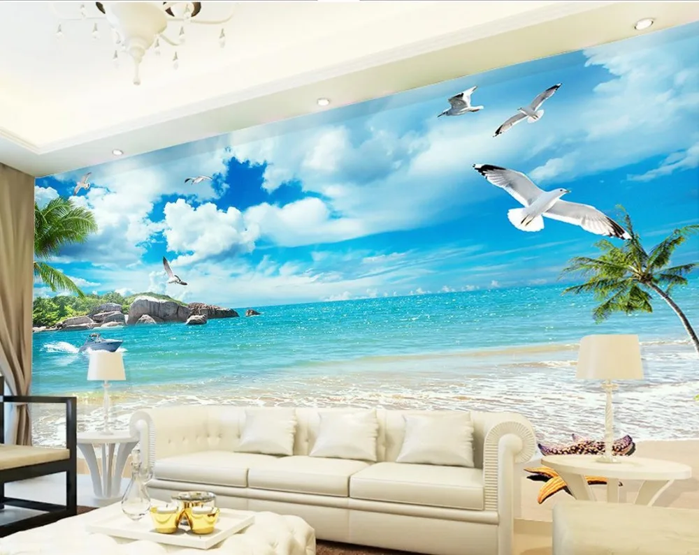 

custom 3d wallpaper Beach landscape wall decoration painting photo 3d wallpaper 3d landscape wallpaper