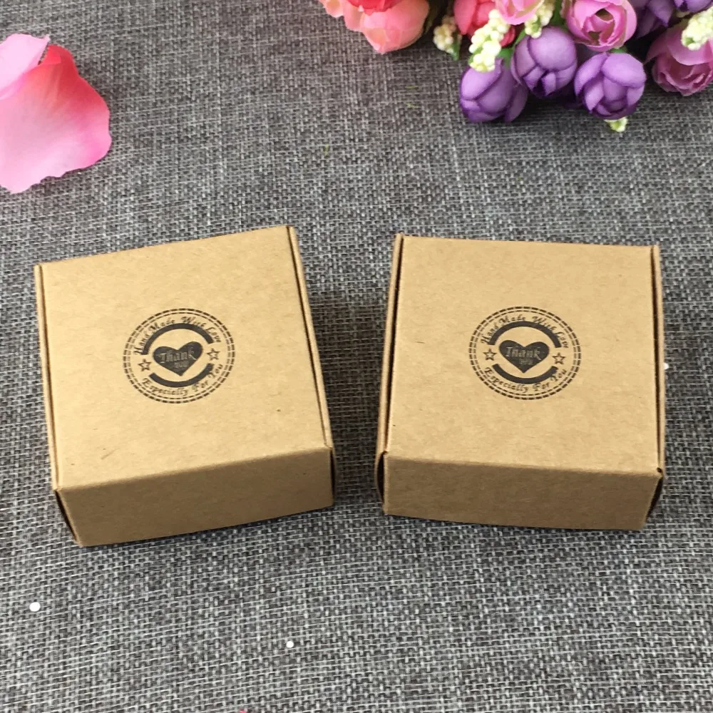 50 шт./лот 6 5x6 5x3 см новые подарочные коробки из крафт бумаги с надписью love Thank You