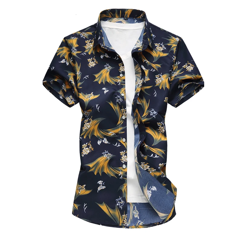 Summer Mens Short Sleeve Beach Hawaiian Shirts Cotton Casual Floral Shirts Plus Size 7XL 2018 New Mens Clothing Fashion mens beach hawaiian shirt tropical summer short sleeve shirt men brand clothing casual loose cotton shirts plus size