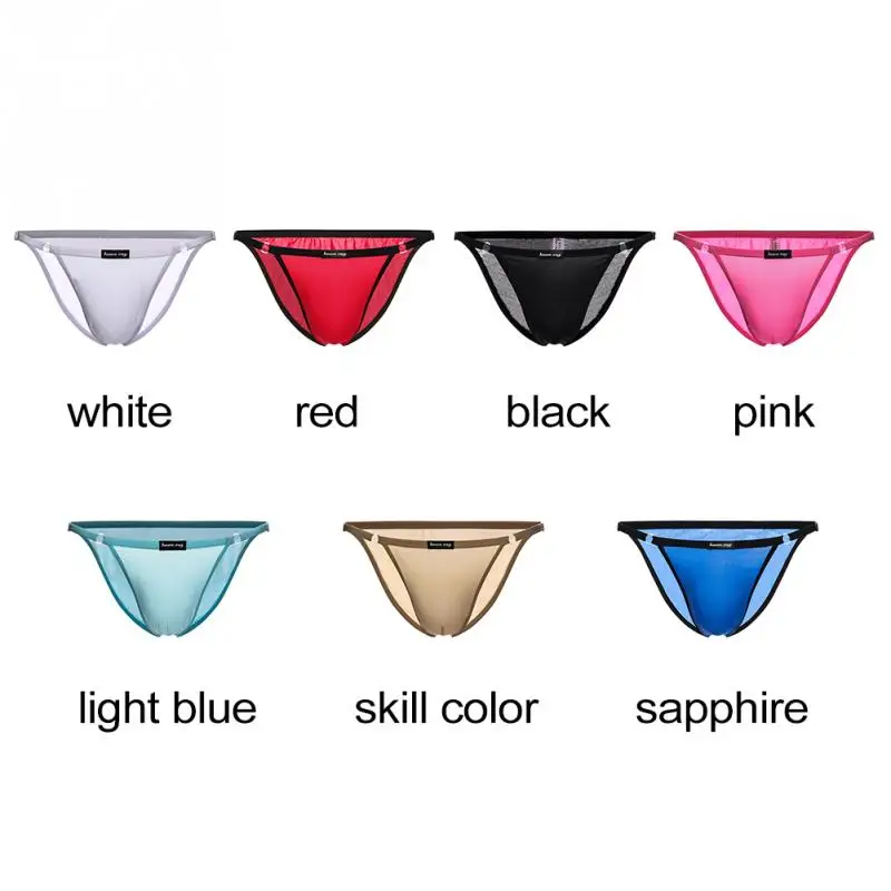 Мужское нижнее белье с заниженной талией шелковые сексуальные трусы бикини