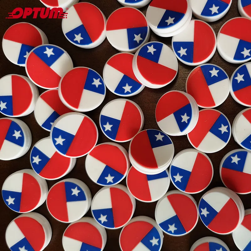 100PCS/lot Chile National Flag Tennis Damper Racket Shock Absorber Tennis Squash Racquet Vibration Dampeners