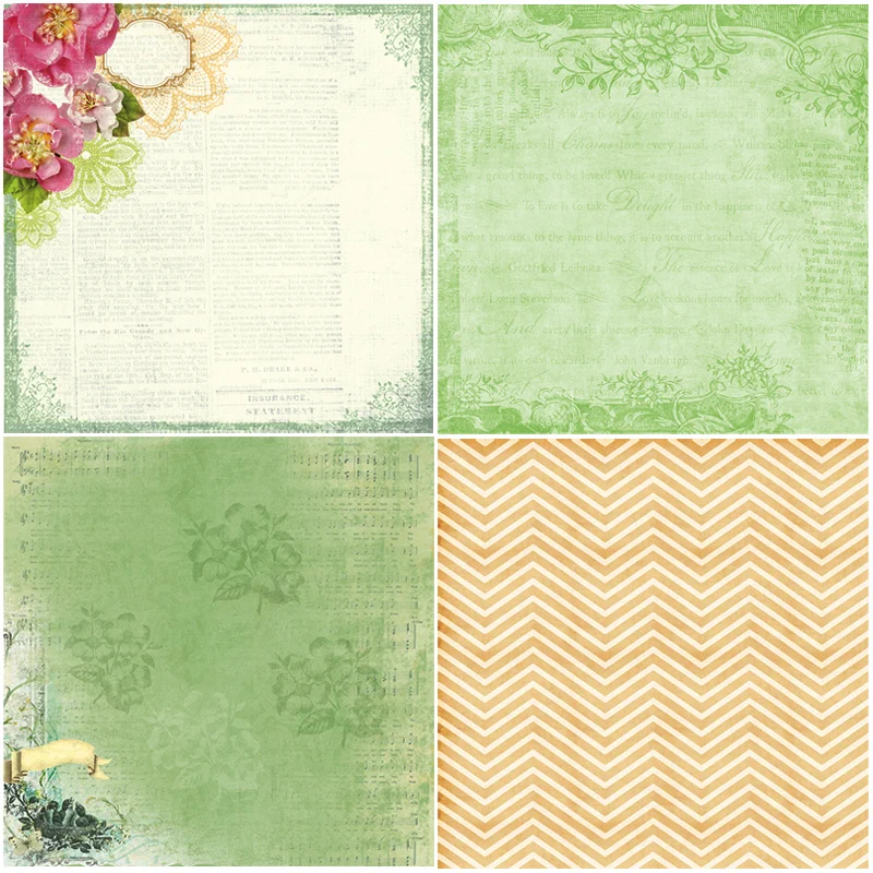 DIY Scrapbooking Kit 6inches Designer Spring Soft Green Patterned Paper Collection 24 Sheet Pads Background Papers Card Craft | Дом и сад