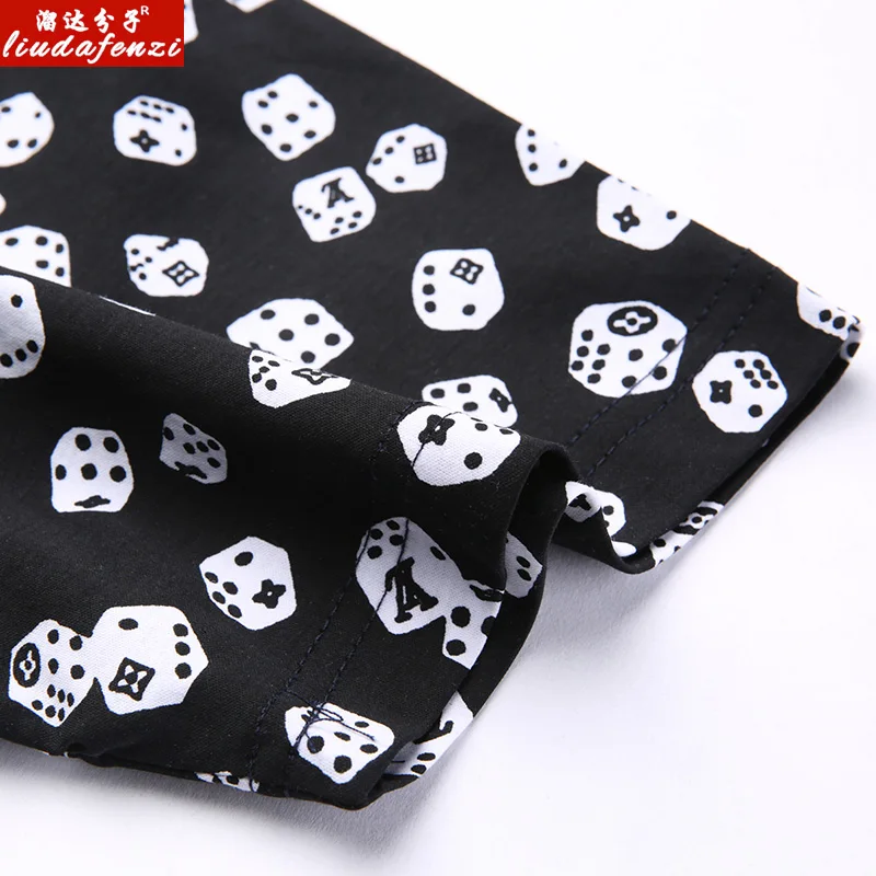 Summer Short Sleeve Shirt Mercerized Cotton Printed Dot Top for Middle-aged Men in | Мужская одежда