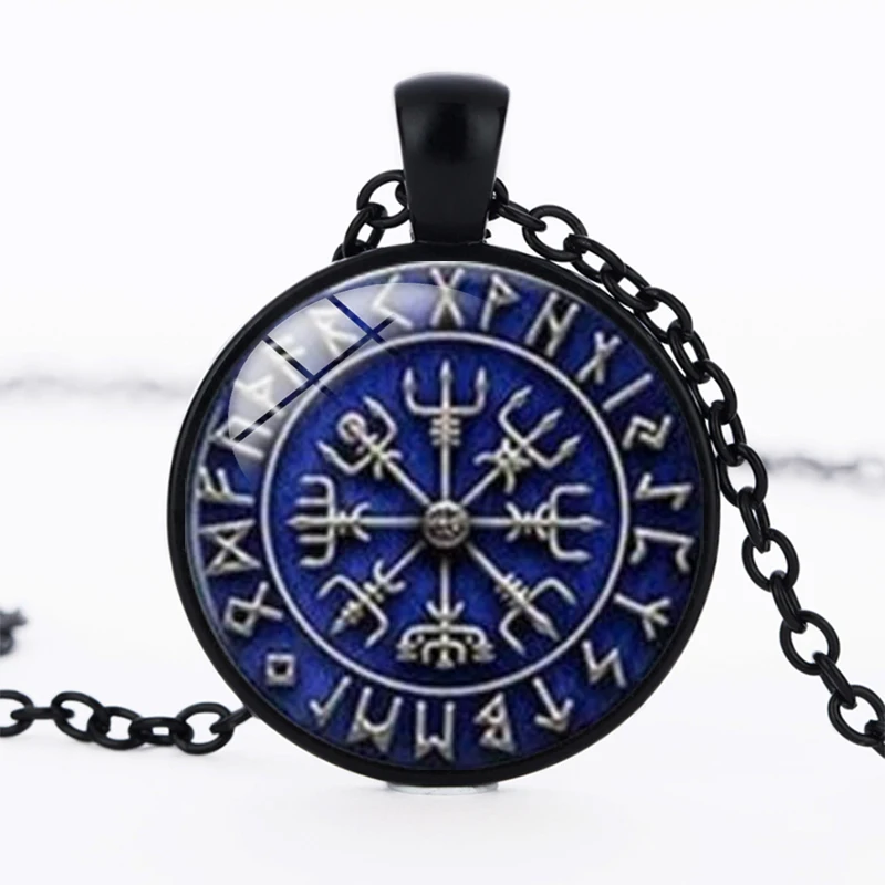 Северная Европа колье с кулоном в стиле викингов Винтаж Руна символ знак Стекло
