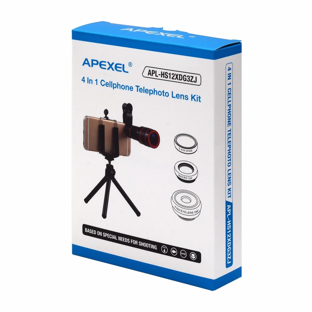 universal mobile phone lens kit 12X clip telescope zoom and camera for iphone7s xiaomi Samsung smartphones | Мобильные телефоны и
