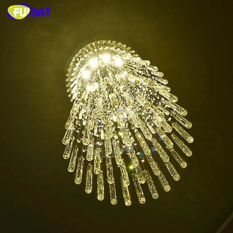 売る Fumat現代スパイラルk9クリスタルシャンデリア階段用光沢クリスタルクローム終え照明器具ledクリスタルシャンデリア